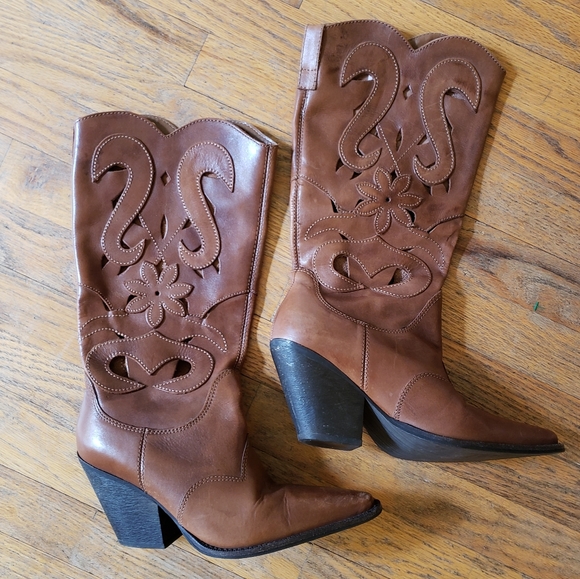 Carlos Santana Shoes - Santana Silverado Leather Cutout Boots